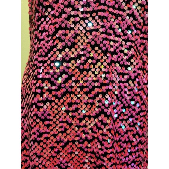 New SHO By Tadashi Shoji Richie Pink Sequin Sleeveless V Neck Midi Dress Sz X S - Picture 4 of 11